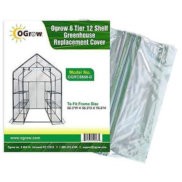 King Ogrow 6 Tier 12 Shelf Greenhouse Replacement Cover - To Fit Frame Size 56.3"W X 56.3"D X 76.8"H OGRC6868-D